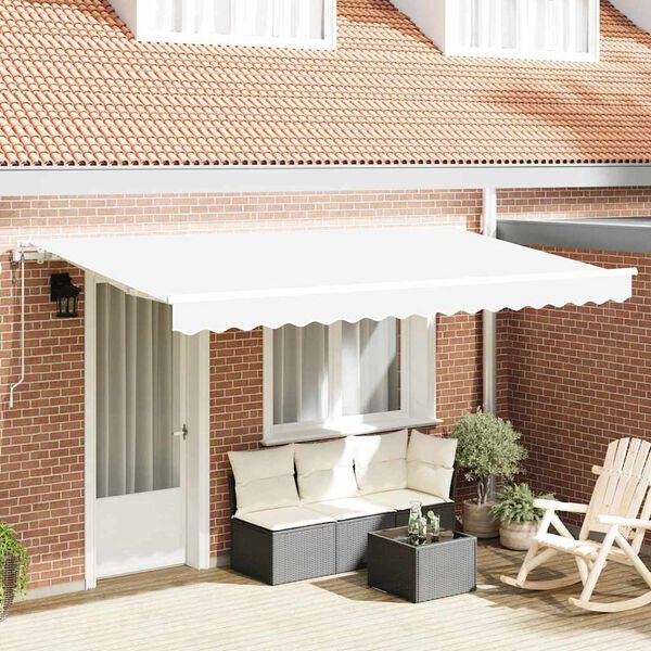 vidaXL Auvent R&eacute;tractable Blanc 400 x 200 cm tissu