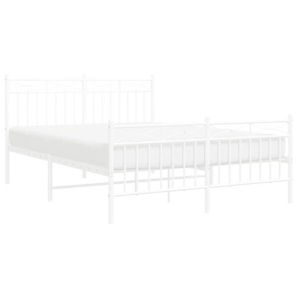 vidaXL Cadre de lit métal sans matelas et pied de lit blanc 135x190 cm