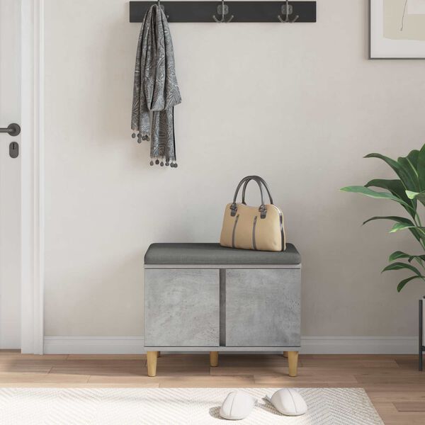vidaXL Banc d'entr&eacute;e avec coussin Gris b&eacute;ton 60 x 38 x 46 cm