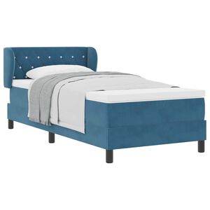 vidaXL Lit &agrave; ressorts avec matelas Bleu fonc&eacute; 90 x 190 cm Velours