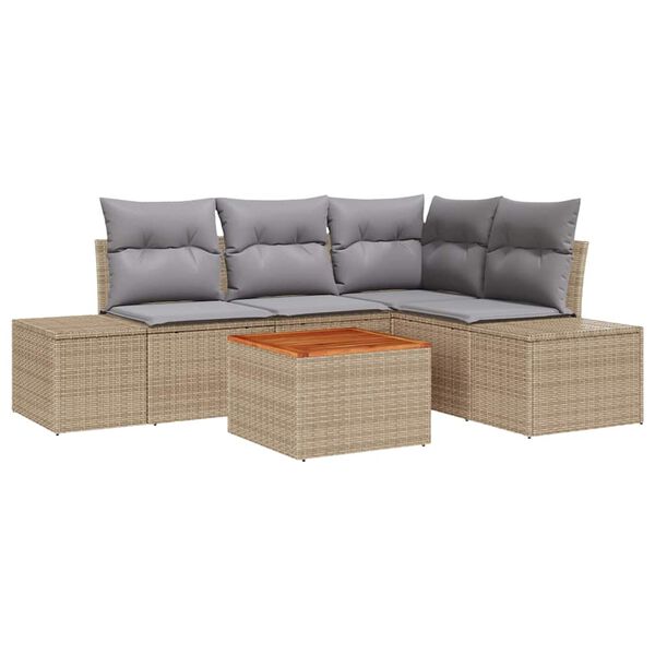 vidaXL Ensemble de canap&eacute; de jardin 5 pcs Beige et Gris clair