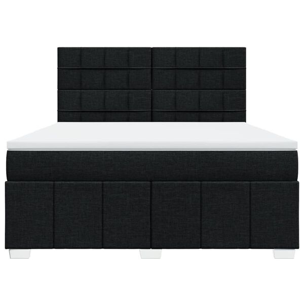 vidaXL Sommier &agrave; lattes de lit avec matelas Noir 180x200 cm Tissu