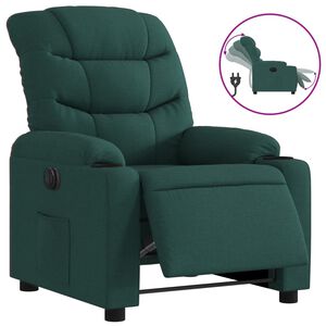 vidaXL Fauteuil inclinable &eacute;lectrique Vert fonc&eacute; Tissu