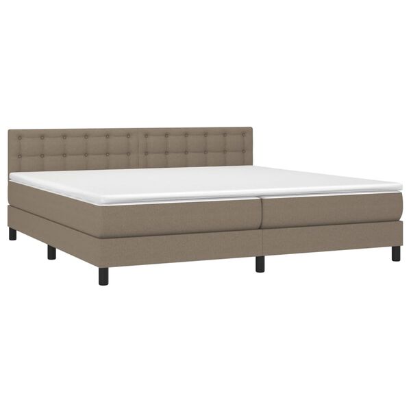 vidaXL Sommier &agrave; lattes de lit et matelas et LED Taupe 200x200cm Tissu