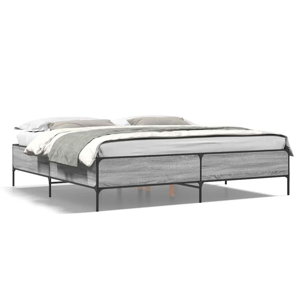 vidaXL Cadre de lit sans matelas sonoma gris 200x200 cm
