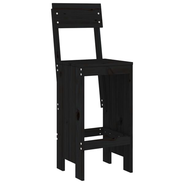 vidaXL Tabourets de bar lot de 2 noir 40x48,5x115,5 cm bois massif pin