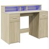 vidaXL Bureau avec lumières LED chêne sonoma bois d'ingénierie