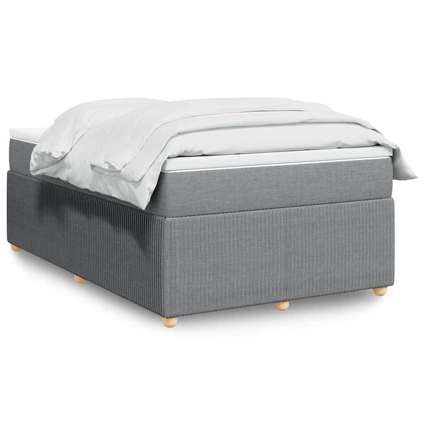 vidaXL Sommier &agrave; lattes de lit avec matelas Gris clair 120x200cm Tissu