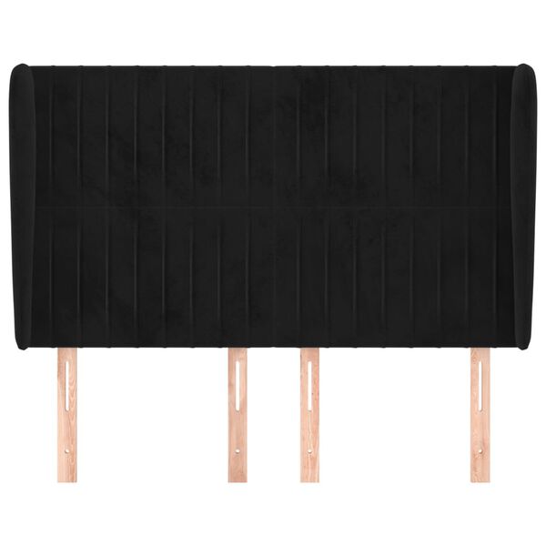 vidaXL T&ecirc;te de lit avec oreilles Noir 147x23x118/128 cm Velours
