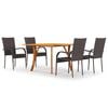 vidaXL Ensemble &agrave; manger de jardin 5 pcs Marron