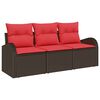 vidaXL Ensemble de canap&eacute; de jardin 3 pc Marron et rouge Poly rotin