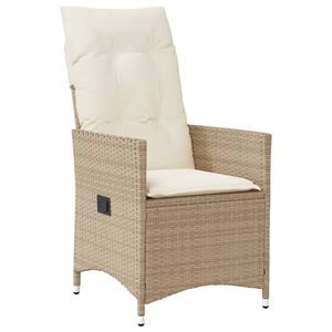 vidaXL Chaise inclinable de jardin avec coussins beige r&eacute;sine tress&eacute;e