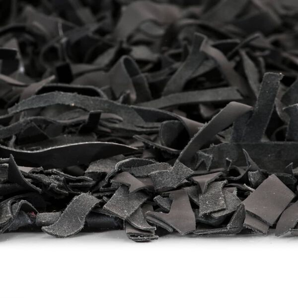 vidaXL Tapis shaggy Cuir v&eacute;ritable 160 x 230 cm Gris