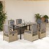 vidaXL Ensemble &agrave; manger de jardin et coussins 7 pcs beige poly rotin