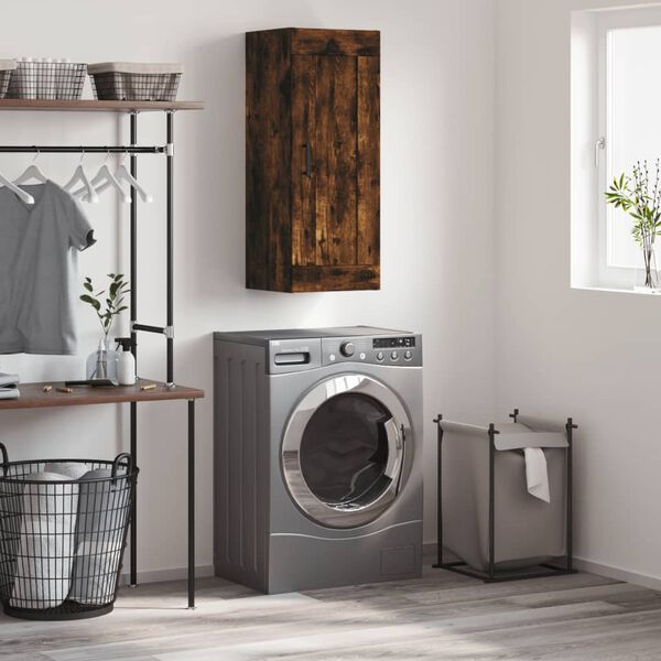 vidaXL Armoire murale ch&ecirc;ne fum&eacute; 34,5x34x90 cm bois d'ing&eacute;nierie