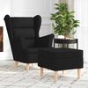 vidaXL Fauteuil avec repose-pied Noir Tissu