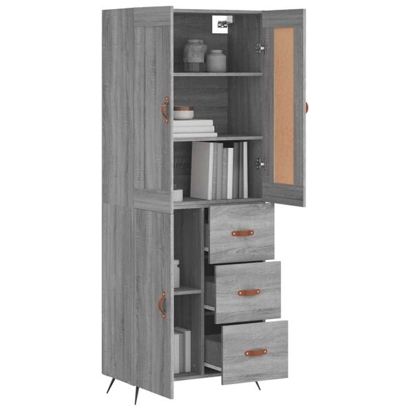 vidaXL Buffet haut Sonoma gris 69,5x34x180 cm Bois d'ing&eacute;nierie
