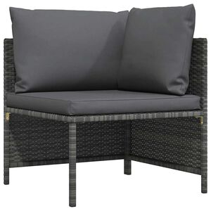 vidaXL Canap&eacute; d'angle sectionnel avec coussins Gris R&eacute;sine tress&eacute;e