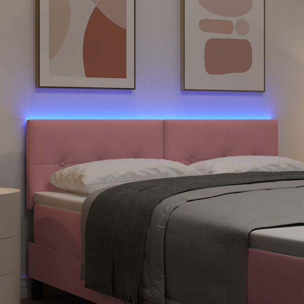 vidaXL T&ecirc;te de lit LED avec des lumi&egrave;res &agrave; LED Rose 144 cm Polyester