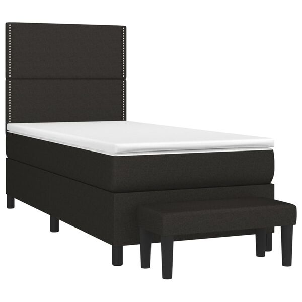 vidaXL Sommier &agrave; lattes de lit avec matelas Noir 90x200 cm Tissu