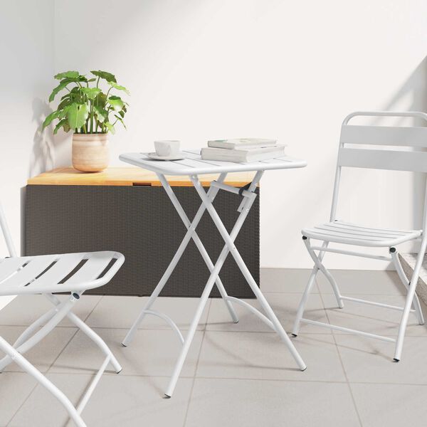 vidaXL Table de Jardin Blanc 55 x 55 x 73 cm Acier revêtu de poudre