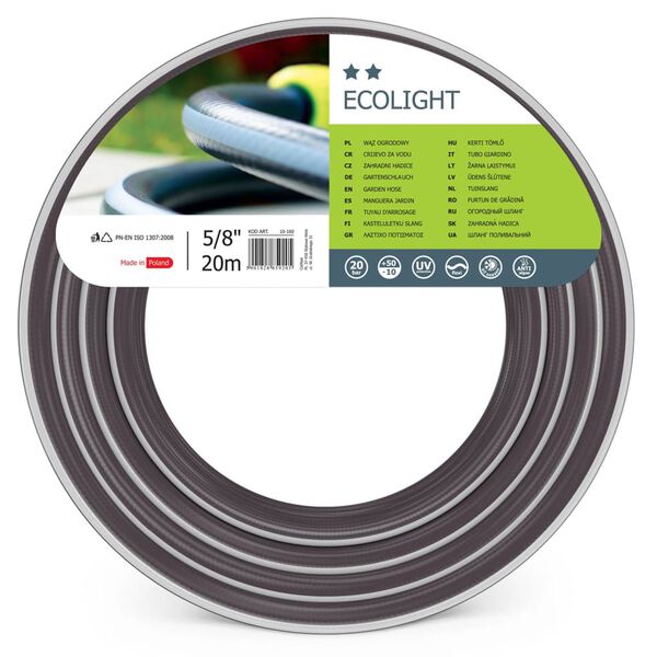 Cellfast Tuyau d'arrosage ECOLIGHT 5/8" 20 m Gris