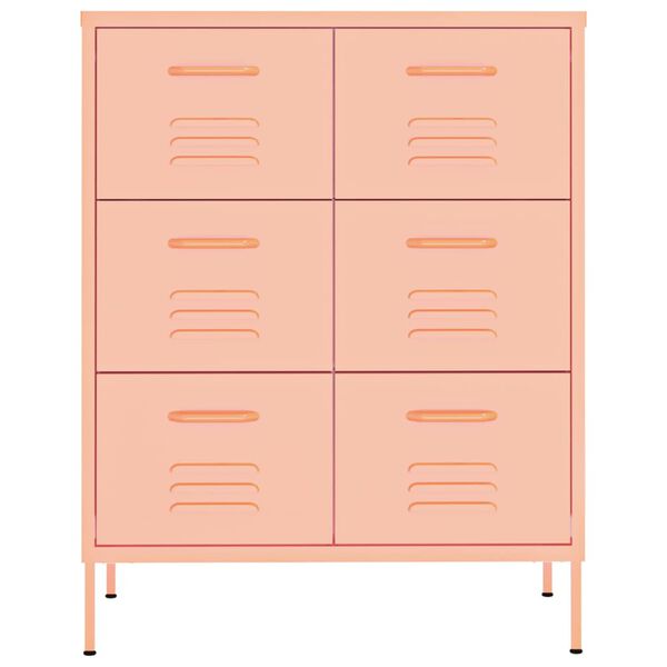 vidaXL Armoire &agrave; tiroirs Rose 80x35x101,5 cm Acier