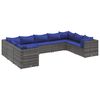 vidaXL Salon de jardin 9 pcs avec coussins Gris R&eacute;sine tress&eacute;e