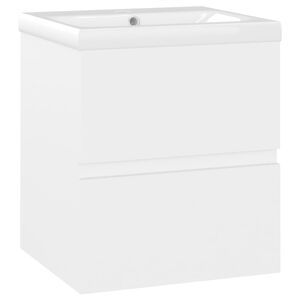 vidaXL Armoire d'&eacute;vier avec lavabo int&eacute;gr&eacute; Blanc Agglom&eacute;r&eacute;
