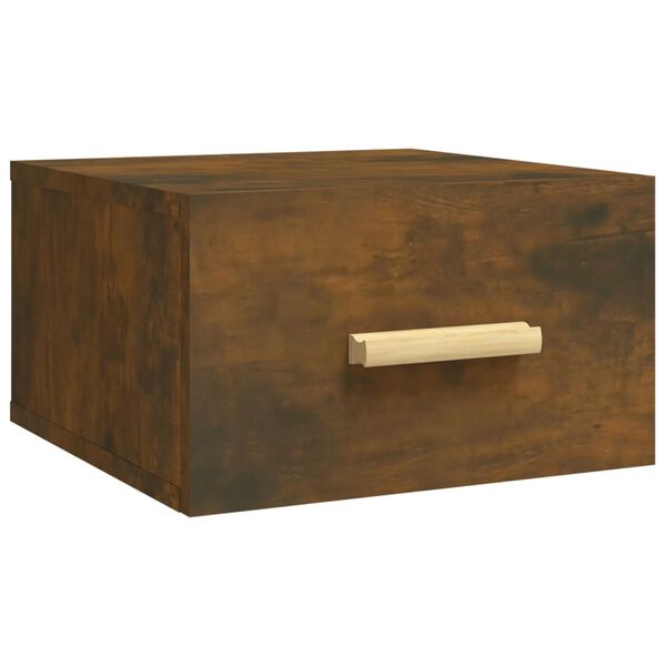 vidaXL Table de chevet murale ch&ecirc;ne fum&eacute; 35x35x20 cm