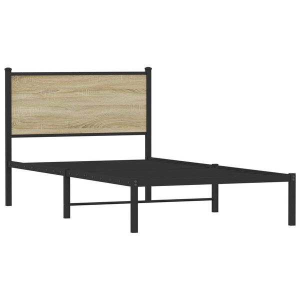 vidaXL Cadre de lit en m&eacute;tal sans matelas ch&ecirc;ne sonoma 100x190 cm