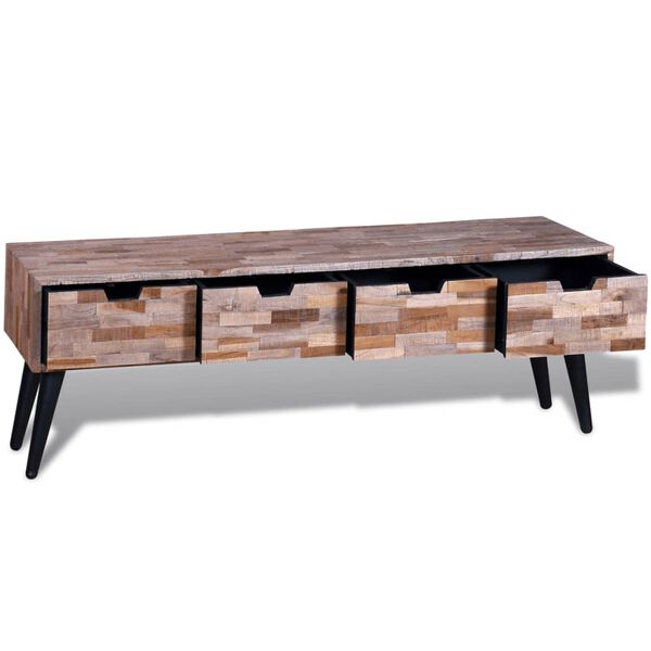vidaXL Table console TV avec 4 tiroirs Bois de teck recycl&eacute;