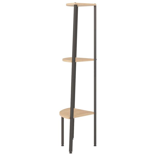vidaXL &Eacute;tag&egrave;re d'angle 3 niveaux Marron clair et noir 45,5x31,5x120 cm