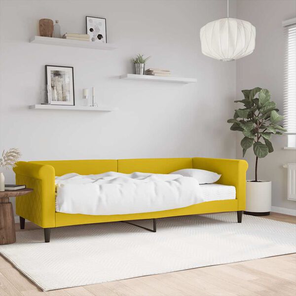 vidaXL Lit de jour avec matelas jaune 80x200 cm velours