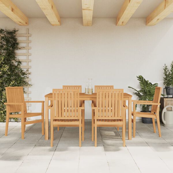 vidaXL Chaises de jardin empilables lot de 6 56,5x57,5x91 cm bois teck