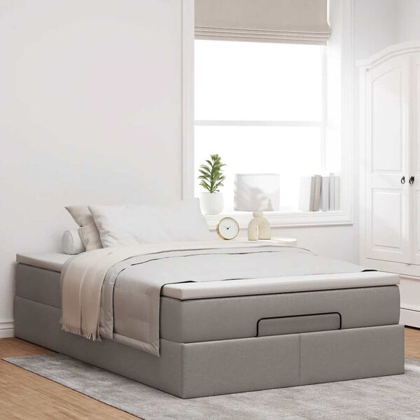 vidaXL Cadre de lit ottoman avec matelas taupe 120x200 cm tissu