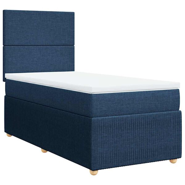 vidaXL Sommier &agrave; lattes de lit avec matelas Bleu 90x190 cm Tissu