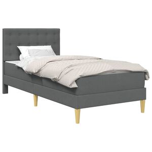 vidaXL Cadre de lit avec matelas Gris fonc&eacute; 90 x 190 cm tissu