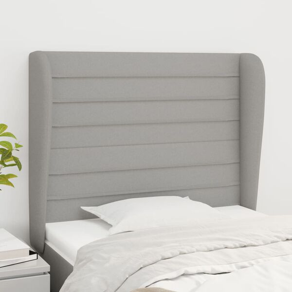 vidaXL T&ecirc;te de lit avec oreilles Gris clair 93x23x118/128 cm Tissu