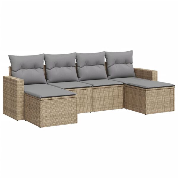 vidaXL Salon de jardin avec coussins 6 pcs beige r&eacute;sine tress&eacute;e