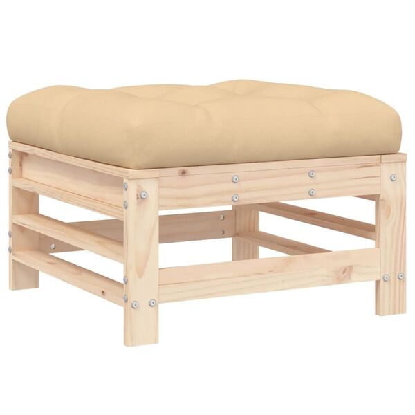 vidaXL Repose-pieds de jardin avec coussins lot de 2 bois pin massif