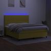 vidaXL Sommier &agrave; lattes de lit et matelas et LED Vert 160x200 cm Tissu