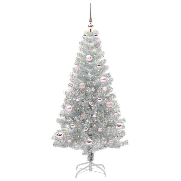 vidaXL Sapin de No&euml;l avec 150 LED avec support Argent 150 cm PET