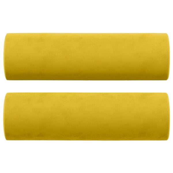 vidaXL Coussins décoratifs lot de 2 Jaune Ø15x50 cm Velours