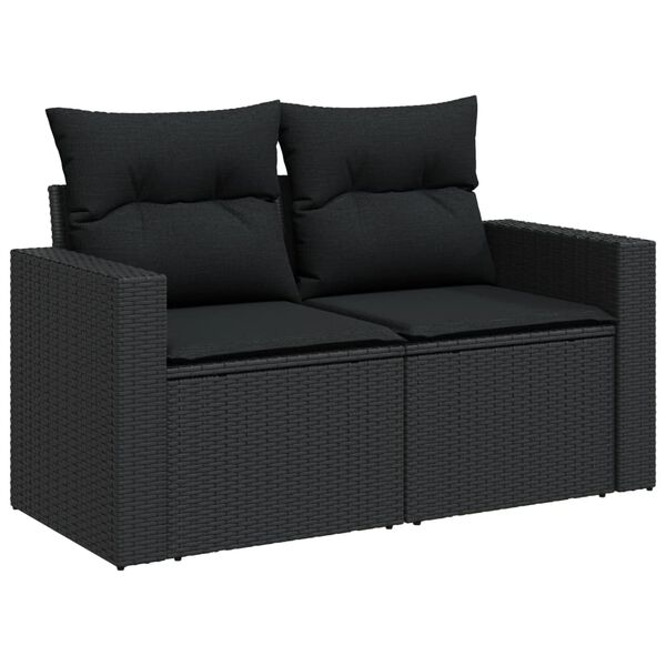 vidaXL Salon de jardin 12 pcs avec coussins noir r&eacute;sine tress&eacute;e