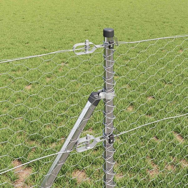 vidaXL Poteau de cl&ocirc;ture. Argent&eacute; 10 x 0,6 m (maille de 36 mm) Acier