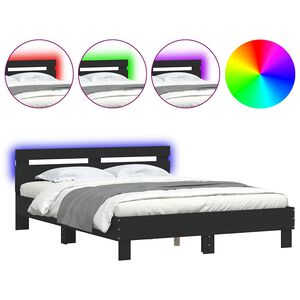 vidaXL Cadre de lit avec LED sans matelas noir 140x200 cm