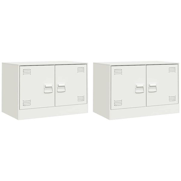 vidaXL Meubles TV 2 pcs blanc 67x39x44 cm acier