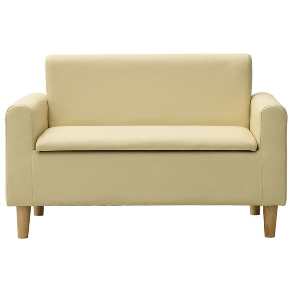 vidaXL Canap&eacute; &agrave; 2 places pour enfants Blanc cr&egrave;me Similicuir