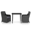 vidaXL Ensemble &agrave; manger de jardin avec coussins 3 pcs noir